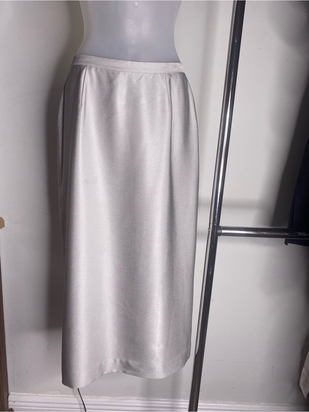 Silver 100 % silk Midi Skirt - Women's Elegant Slip Skirt
